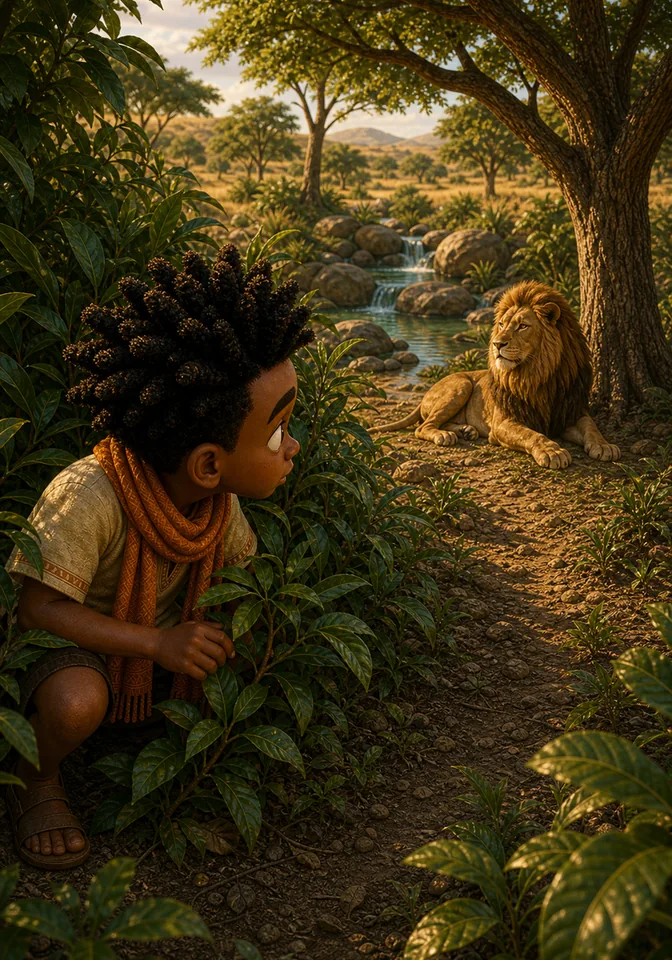 Illustration for Kweku Anansi and Sefu's Hidden Spring, page 5
