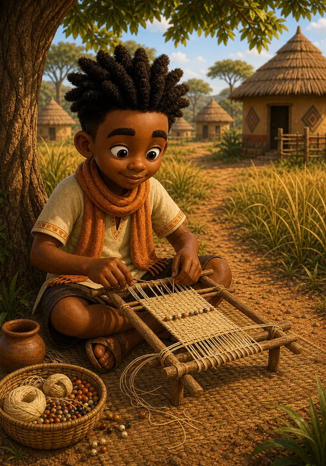 Illustration for Kweku Anansi and the Lion's Cloth Contest, page 5