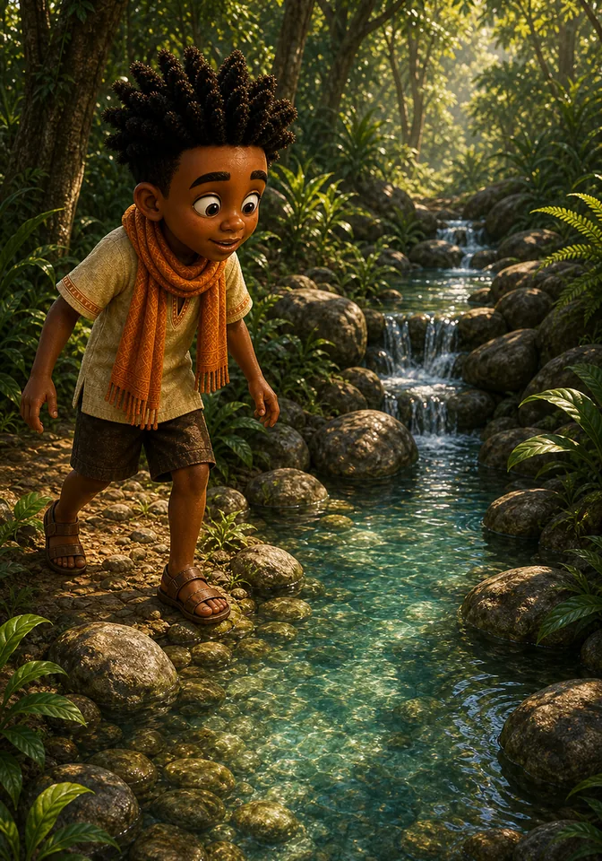 Illustration for Kweku Anansi and Sefu's Hidden Spring, page 8