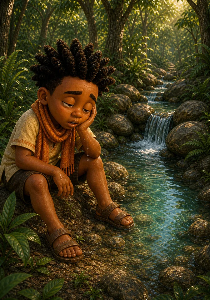 Illustration for Kweku Anansi and Sefu's Hidden Spring, page 9