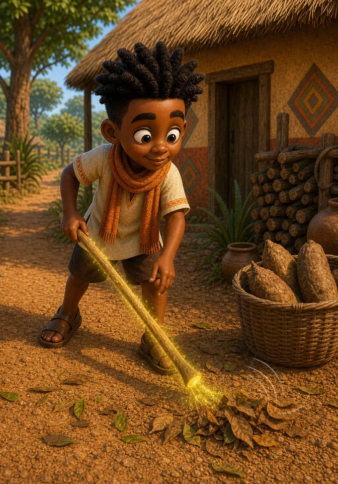 Illustration for Kweku Anansi and the Magic Stick, page 3