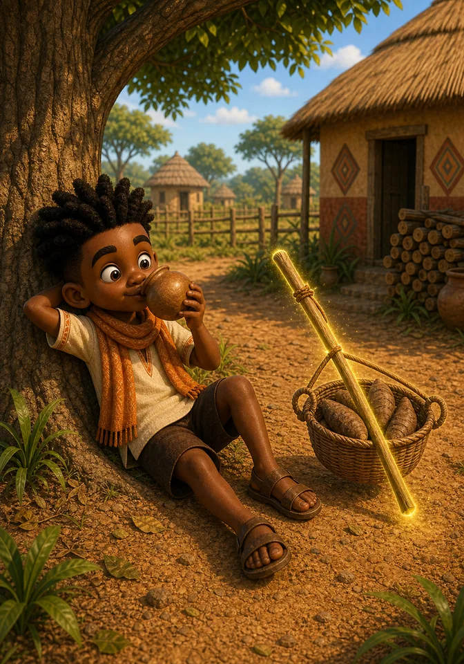 Illustration for Kweku Anansi and the Magic Stick, page 4