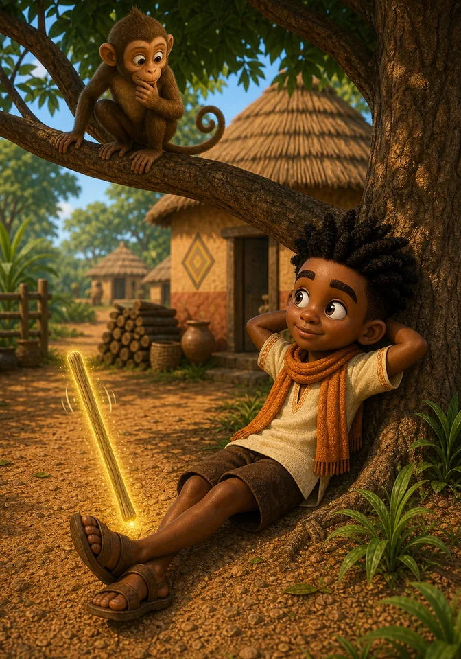 Illustration for Kweku Anansi and the Magic Stick, page 5