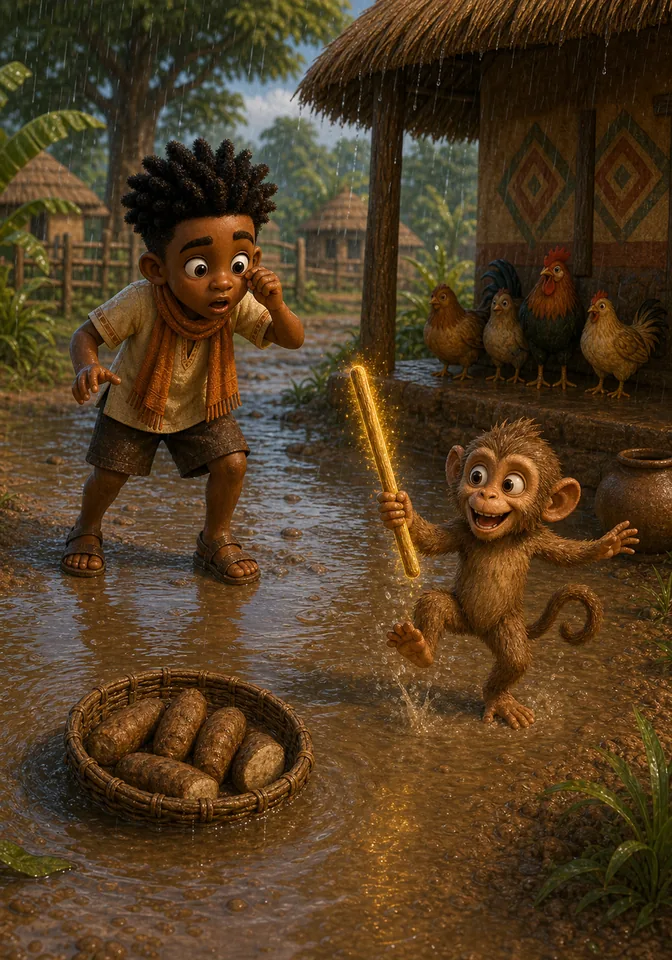 Illustration for Kweku Anansi and the Magic Stick, page 7
