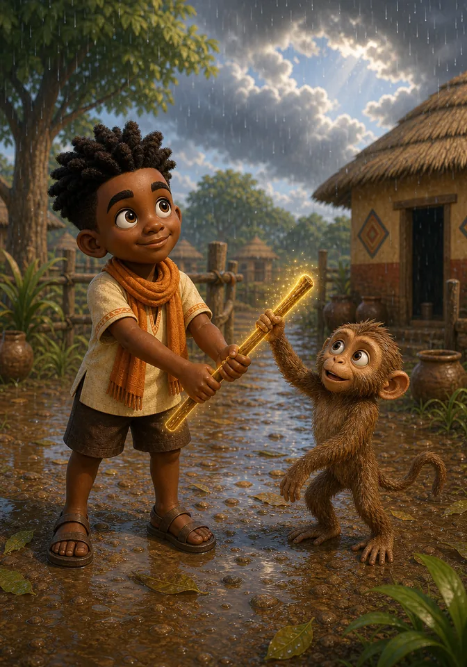 Illustration for Kweku Anansi and the Magic Stick, page 9