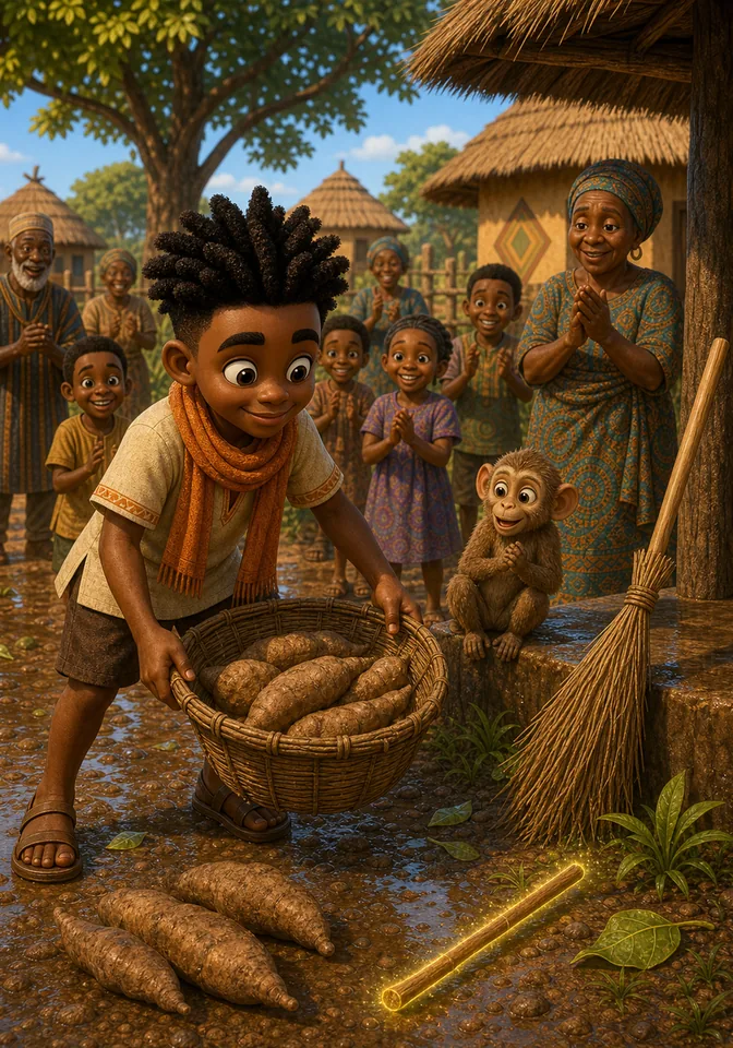 Illustration for Kweku Anansi and the Magic Stick, page 10