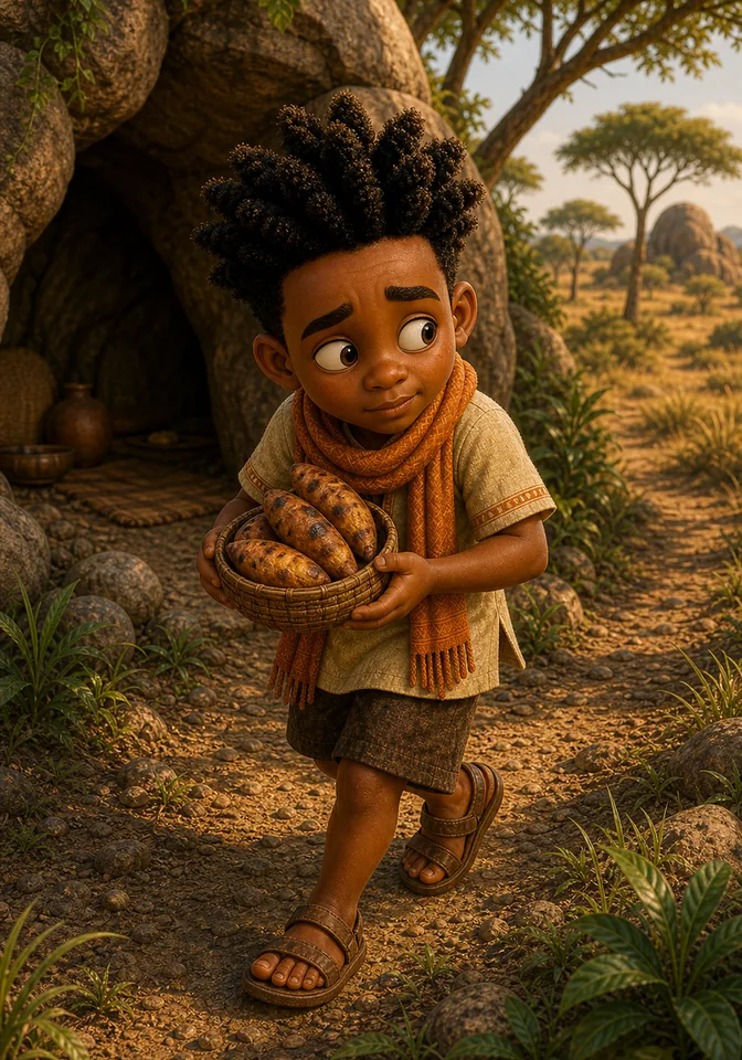 Illustration for Kweku Anansi and the Moss-Covered Rock, page 5