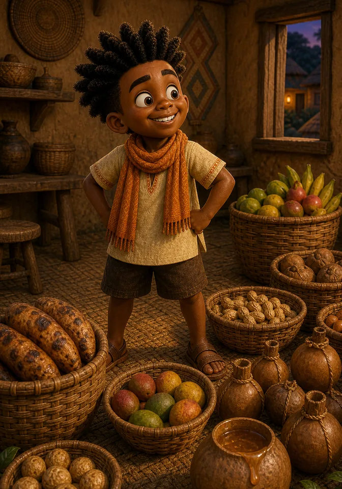 Illustration for Kweku Anansi and the Moss-Covered Rock, page 7