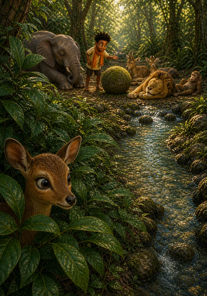 Illustration for Kweku Anansi and the Moss-Covered Rock, page 8