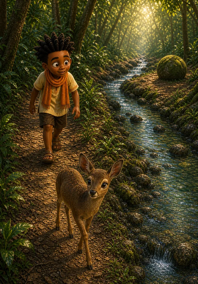 Illustration for Kweku Anansi and the Moss-Covered Rock, page 10