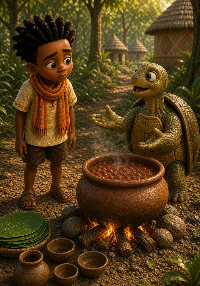 Turtle explains that the family beans need more time to cook.