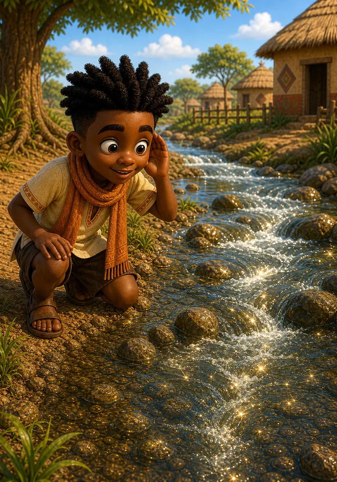 Illustration for Kweku Anansi and the River's Song, page 2