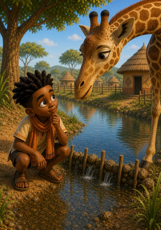 Illustration for Kweku Anansi and the River's Song, page 8