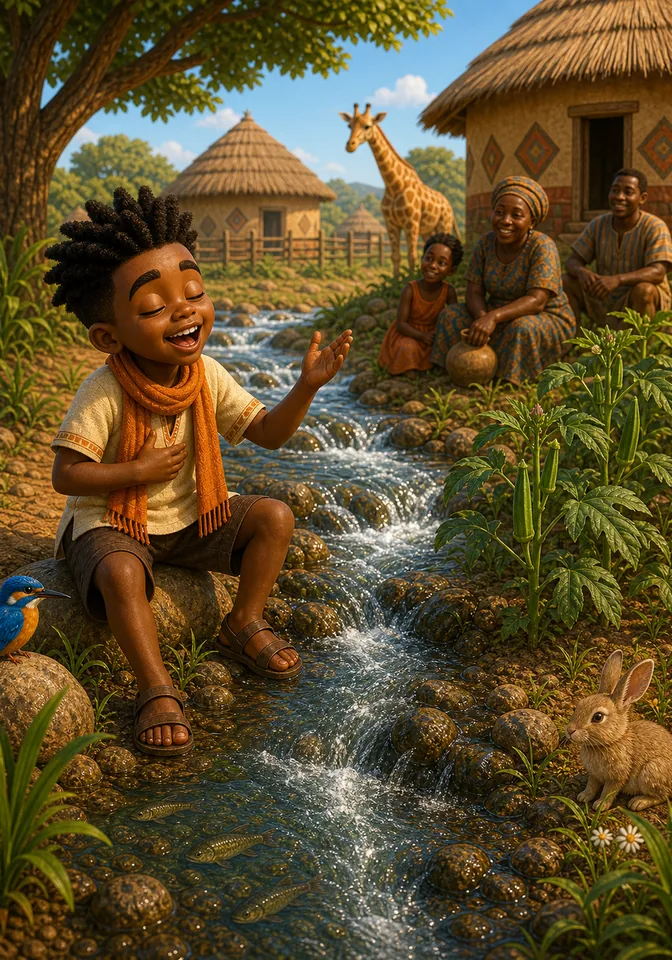 Illustration for Kweku Anansi and the River's Song, page 10
