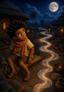 Kweku wakes as a silver song slips through the sleeping village.
