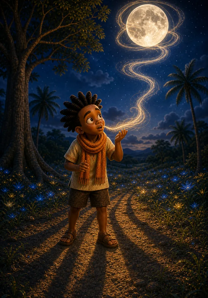 Kweku sings alone and holds the moon in place.