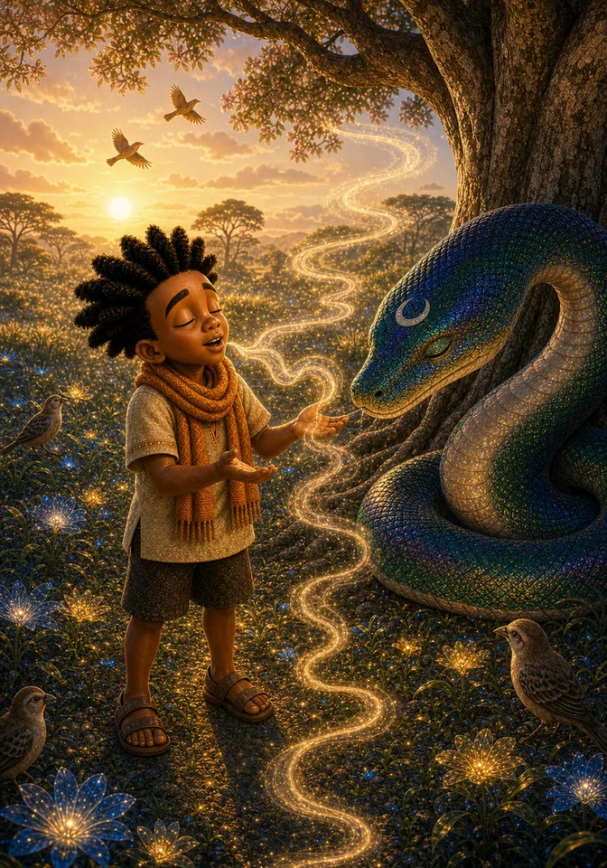 Kweku sings the reverse lullaby and dawn returns.