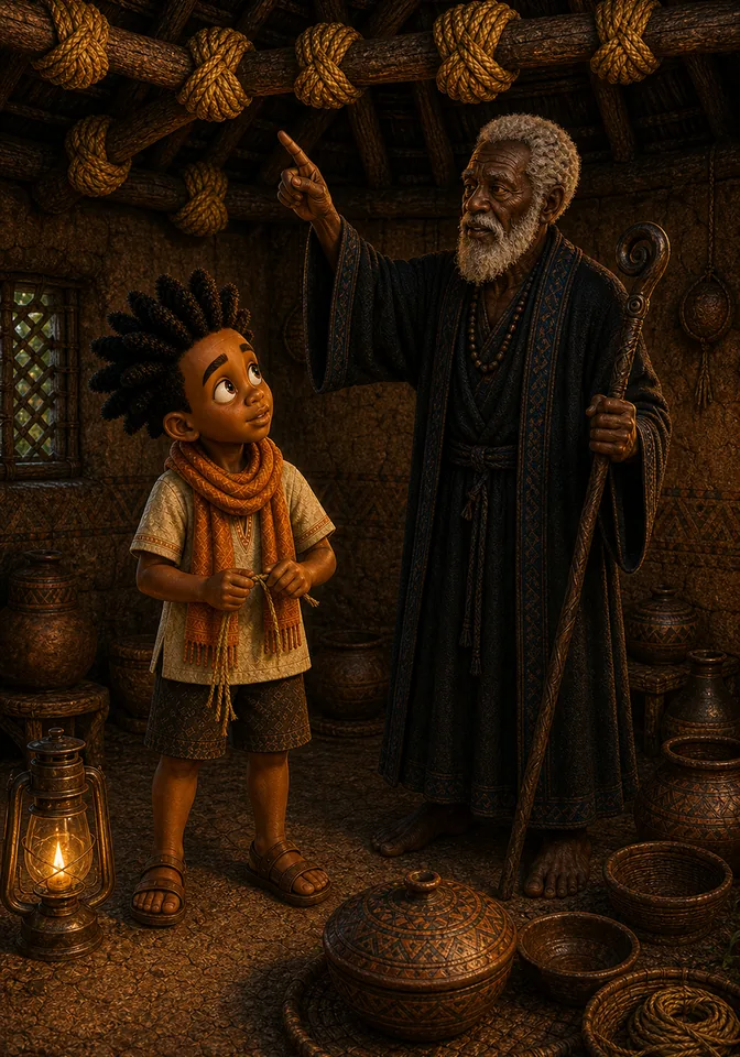 Brother Death instructs Kweku to untie the knots honestly.