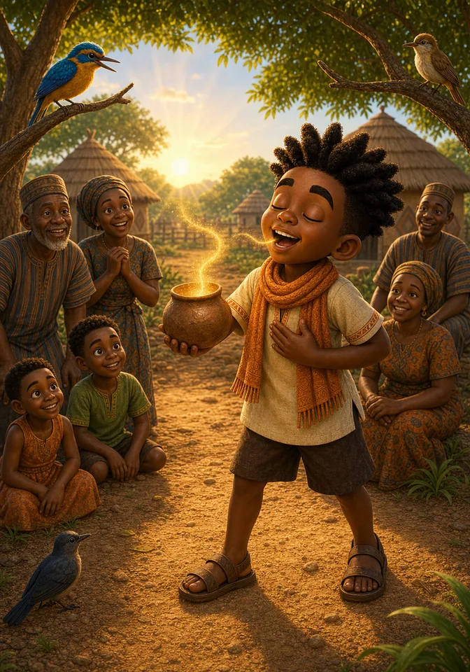 Illustration for Kweku Anansi and the Silent Songbird, page 5