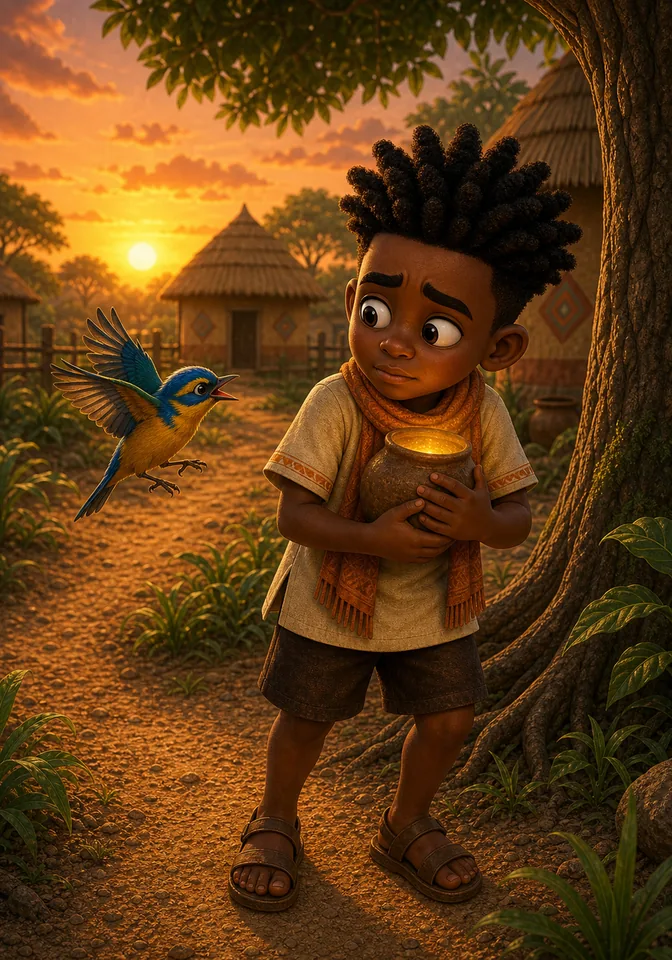 Illustration for Kweku Anansi and the Silent Songbird, page 7