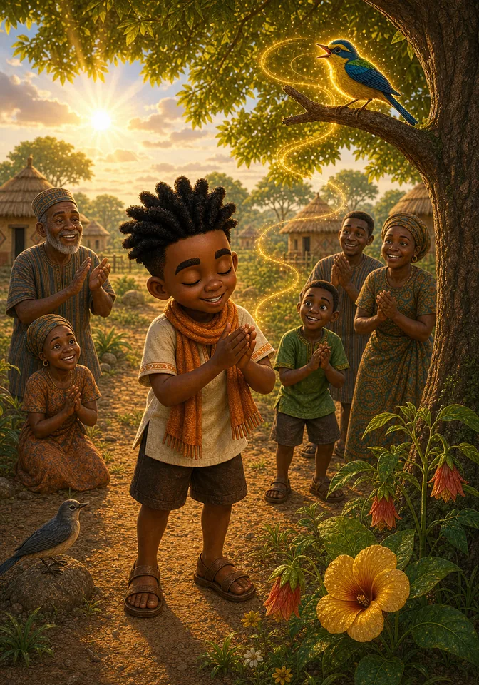 Illustration for Kweku Anansi and the Silent Songbird, page 10