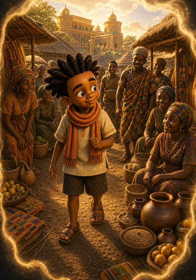 Kweku imagines acting as clever Anansi in ancient Kumasi.