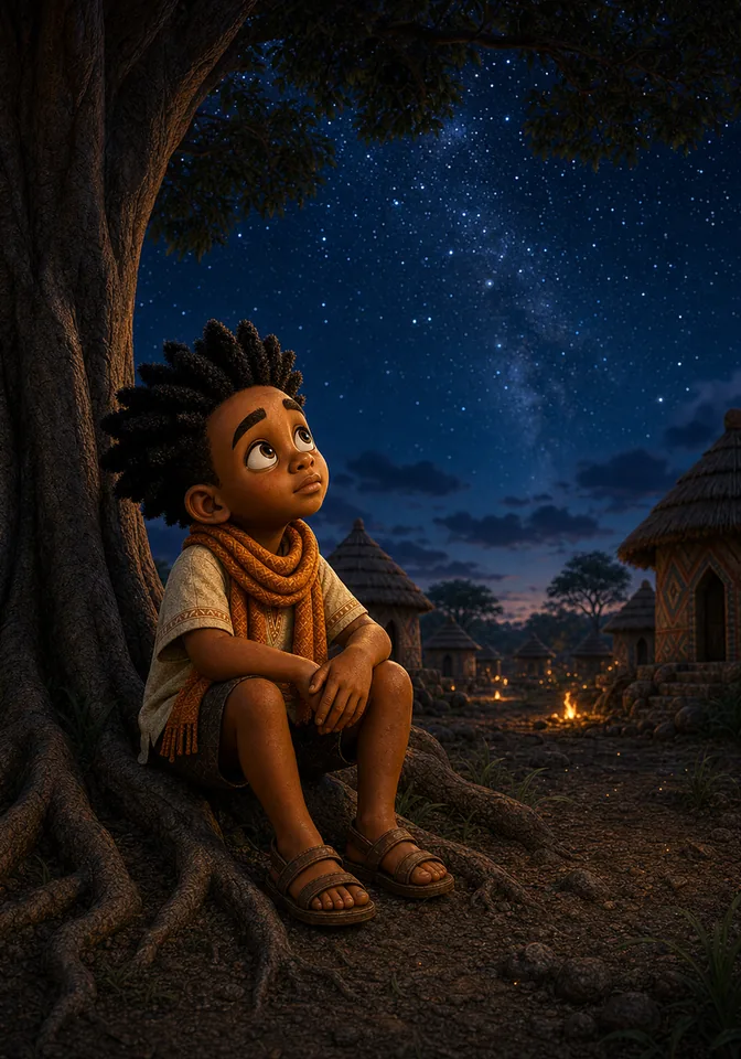 Kweku feels small beneath the silk-cotton tree at night.