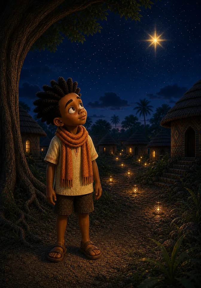 Sanaa dims in the sky while Kweku watches.