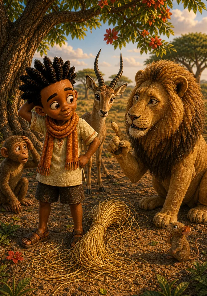 Lion calmly challenges Kweku's mysterious answer.