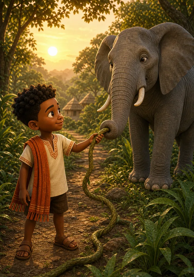 Illustration for Kweku Anansi and the Tug of War, page 5
