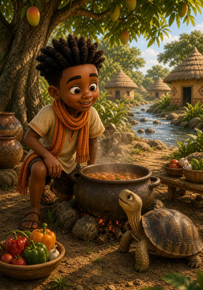 Illustration for Kweku Anansi and the Turtle, page 2