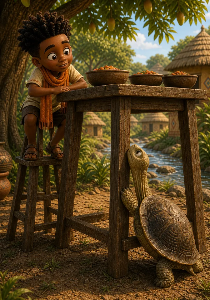 Illustration for Kweku Anansi and the Turtle, page 4