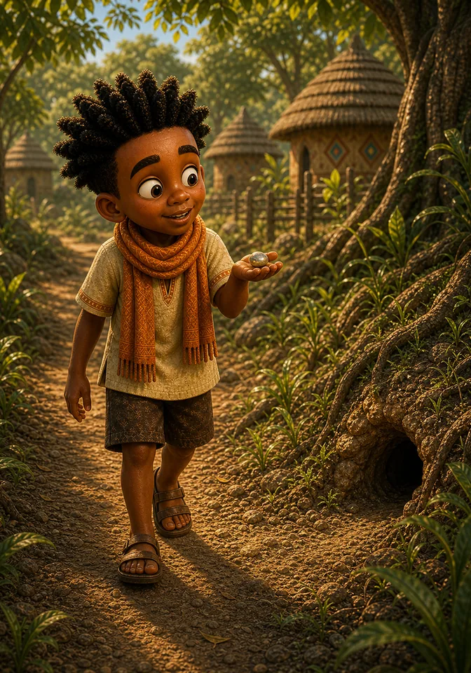 Kweku walks toward Mosi’s burrow with the pebble in his palm.