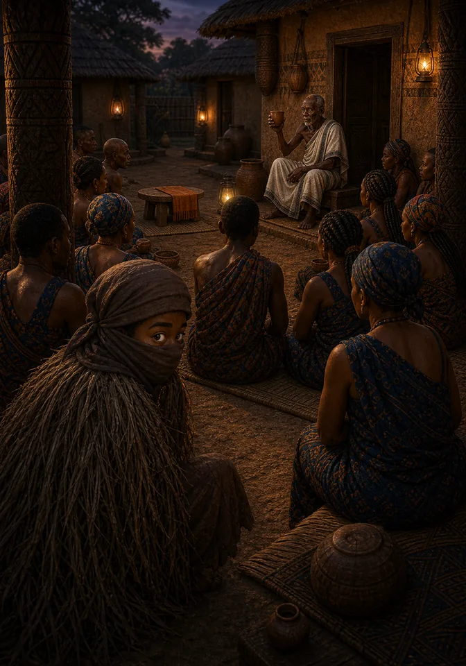 Disguised Kweku sits at the back of his own wake.